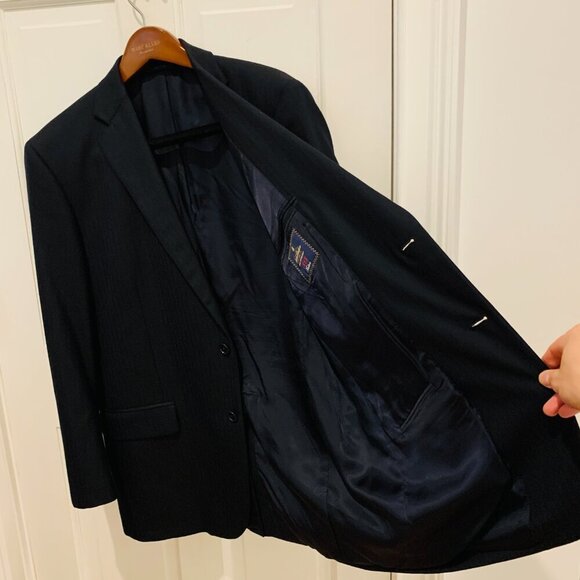 MILANO SAXXON 1818 Brooks Brothers Men's Dark Navy Blue Striped Suit 44R $1,395 - Picture 3 of 16